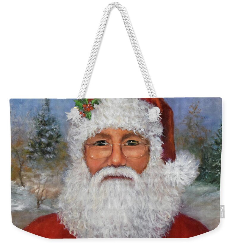Santa Claus Weekender Tote Bag featuring the painting Santa Claus Jerry by Cheri Wollenberg