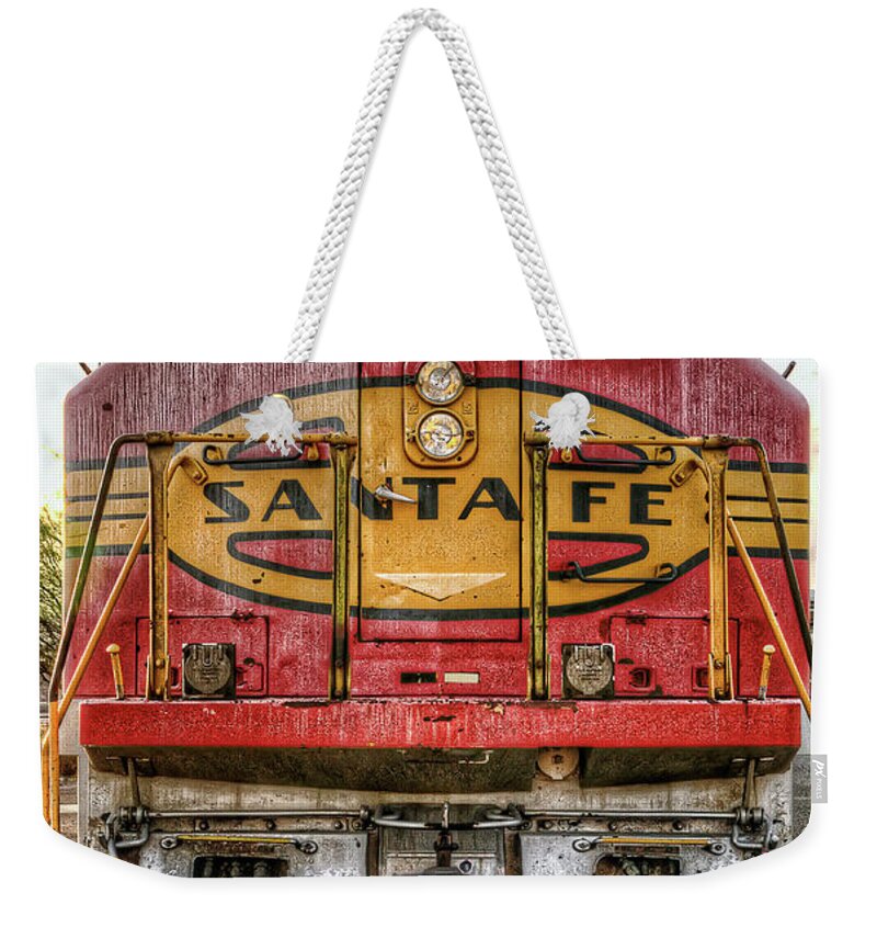 Santa Fe Weekender Tote Bag featuring the photograph Santa Fe Train Engine by Eddie Yerkish