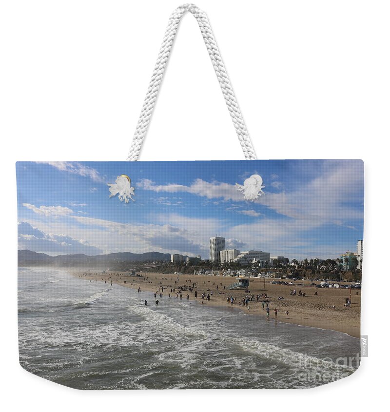 Beach Weekender Tote Bag featuring the photograph Santa Monica Beach , Santa Monica, California by John Shiron