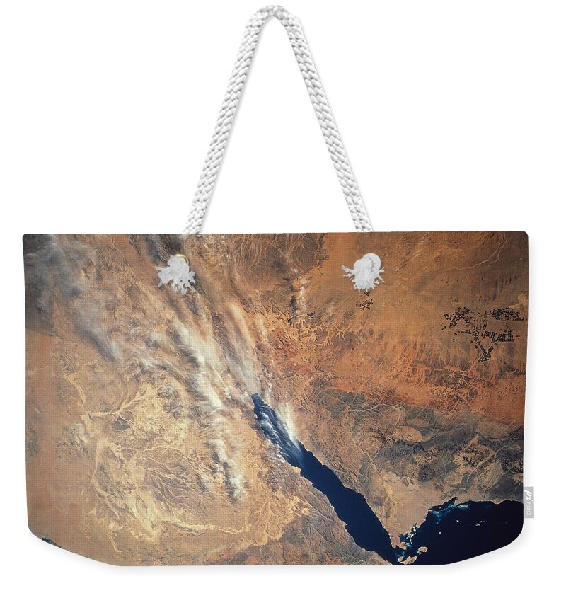 Exploration Weekender Tote Bag featuring the photograph Satellite Image Of Land by Stocktrek