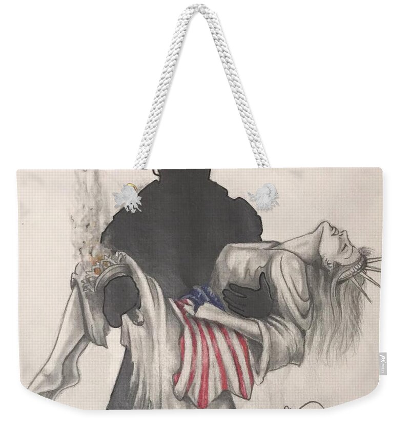 Liberty Weekender Tote Bag featuring the drawing Saving Liberty by Howard King