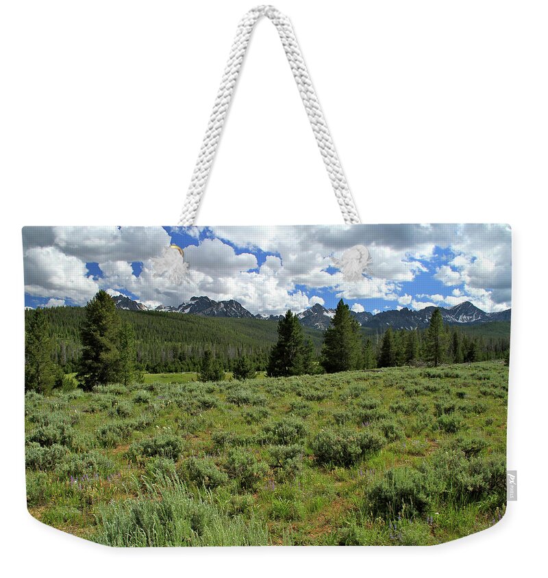Sawtooth Range Weekender Tote Bag featuring the photograph Sawtooth Range Crooked Creek by Ed Riche