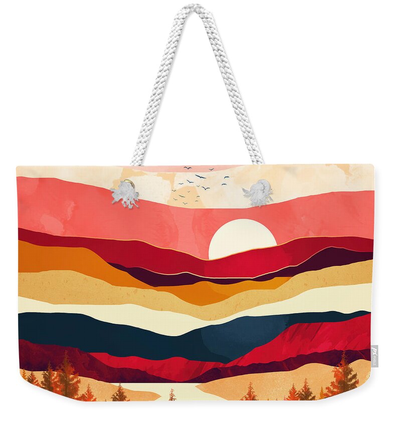 Scarlet Weekender Tote Bag featuring the digital art Scarlet Spring by Spacefrog Designs