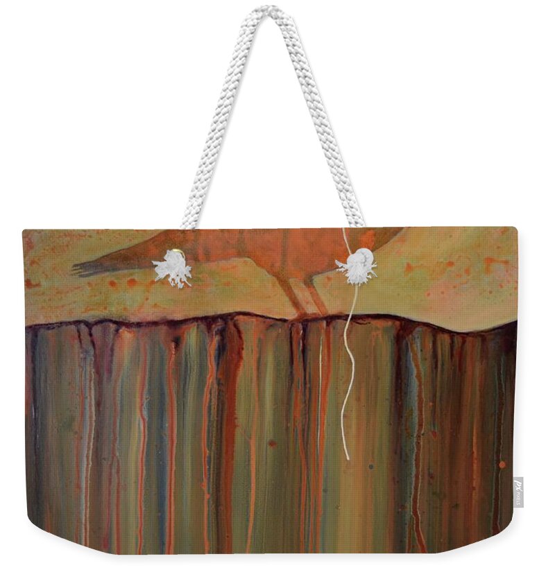 Raven Weekender Tote Bag featuring the painting Scavenger by Nancy Jolley