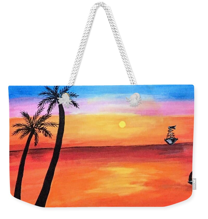 Canvas Weekender Tote Bag featuring the painting Scenary by Aswini Moraikat Surendran