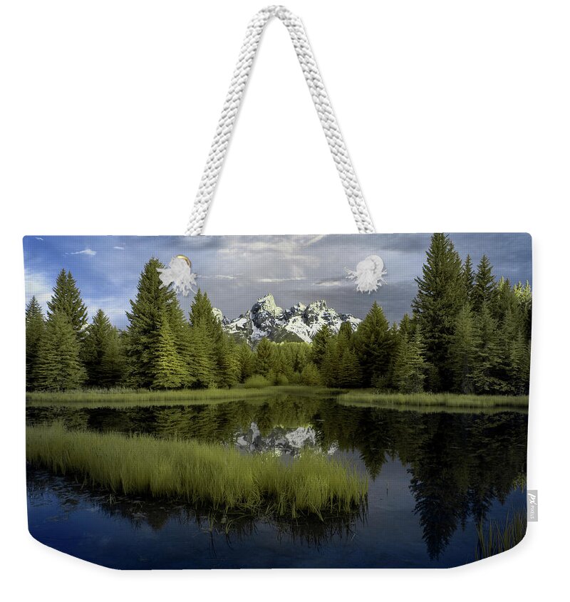 Tetons Weekender Tote Bag featuring the photograph Schwabacher Dawn by Jon Glaser