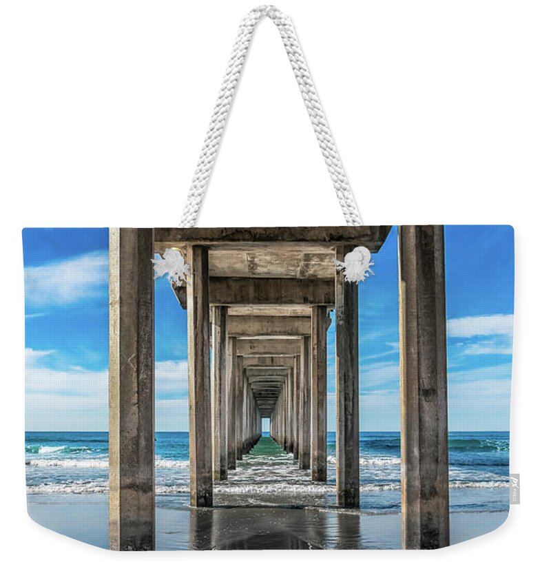 Scripps Weekender Tote Bag featuring the photograph Scripps Pier La Jolla California by Robert Bellomy
