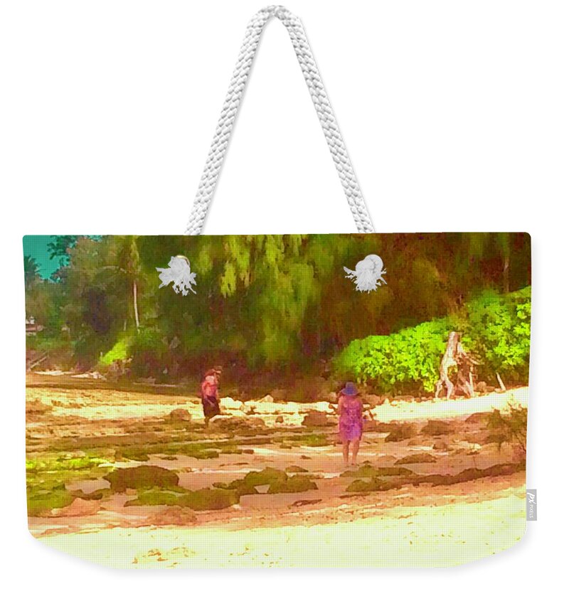 Hawaii Weekender Tote Bag featuring the photograph Sea Glass Hunter by Debra Grace Addison
