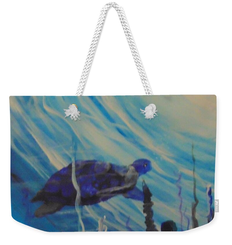 Acrylic Weekender Tote Bag featuring the painting Sea Turtle by Saundra Johnson