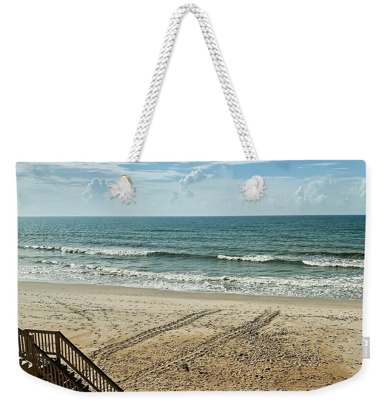 Sea Turtle Weekender Tote Bag featuring the photograph Sea Turtle Tracks Surf City Topsail Island N by Flippin Sweet Gear