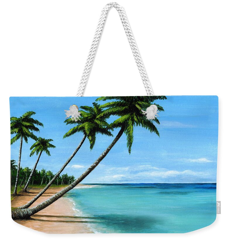 Sea Weekender Tote Bag featuring the painting Sea View 272 by Lucie Dumas