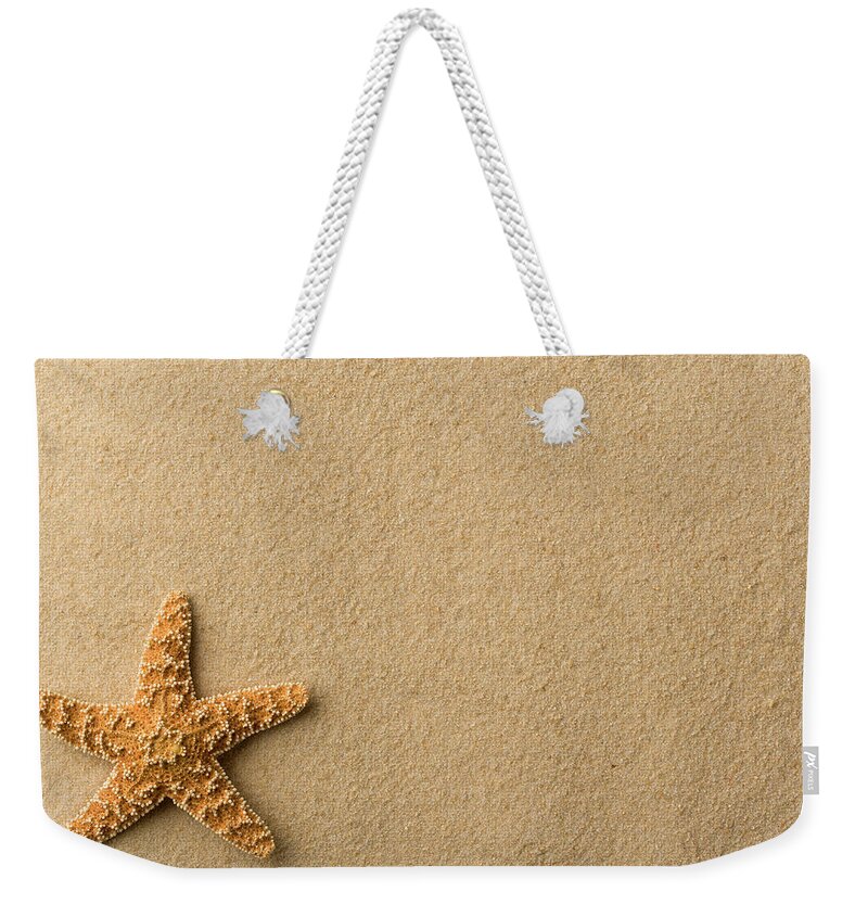 Empty Weekender Tote Bag featuring the photograph Seashell - Starfish On Beach by Flamingpumpkin