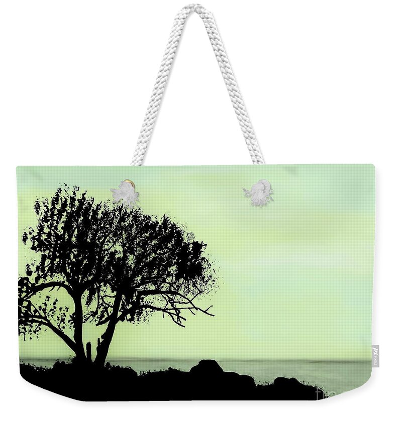 Twilight Weekender Tote Bag featuring the drawing Seashore Silhouette by D Hackett