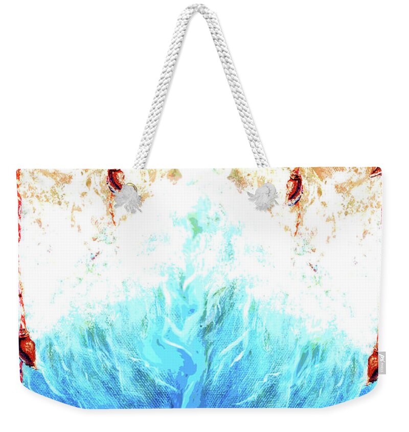 Blue Weekender Tote Bag featuring the mixed media Seaside Stories by Medea Ioseliani