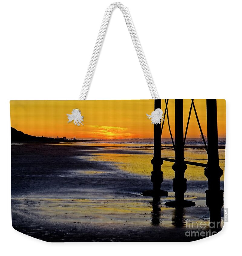 Sunset Weekender Tote Bag featuring the photograph Seaside Sunset at Saltburn by Martyn Arnold