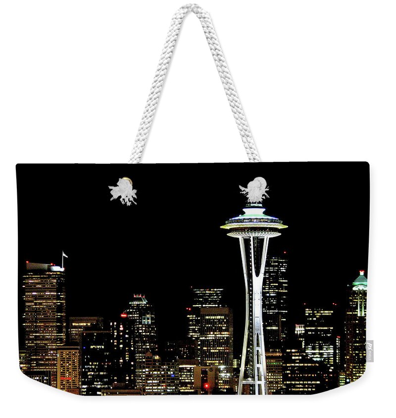 Communications Tower Weekender Tote Bag featuring the photograph Seattle Skyline With Space Needle by Tim Ford