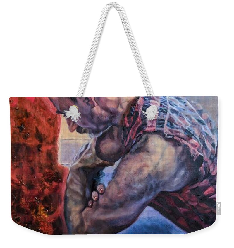 Male Weekender Tote Bag featuring the painting Second season by Greg Hester