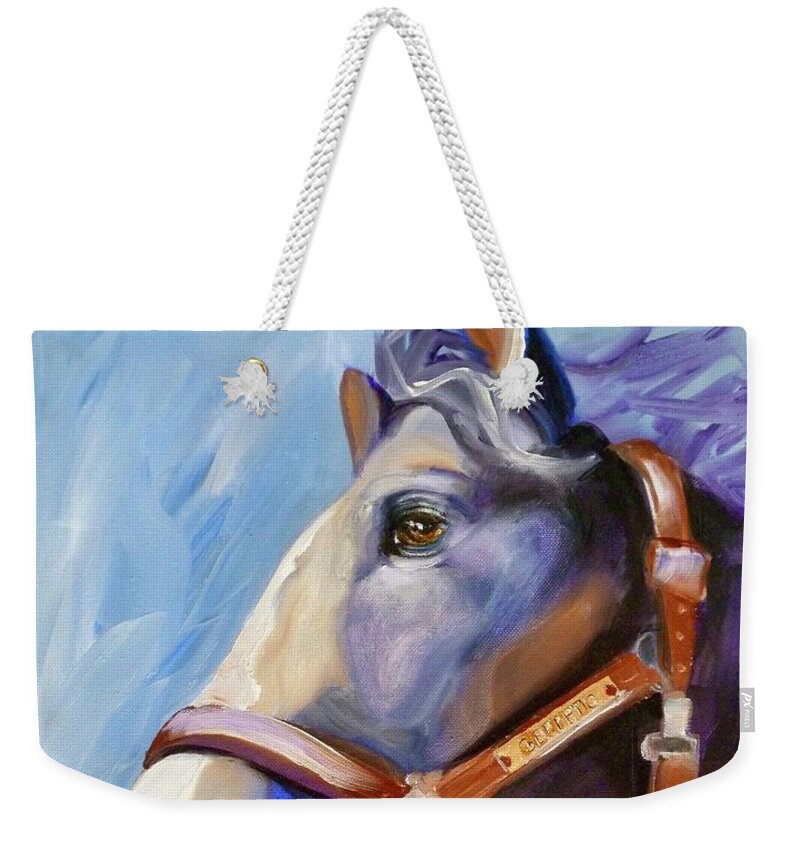 Horse Weekender Tote Bag featuring the painting Seize the Day by Susan A Becker
