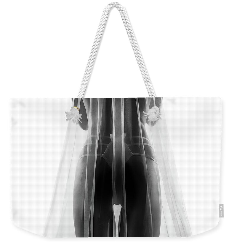 Bride Weekender Tote Bag featuring the photograph Sensual bride in lingerie2 by Johan Swanepoel