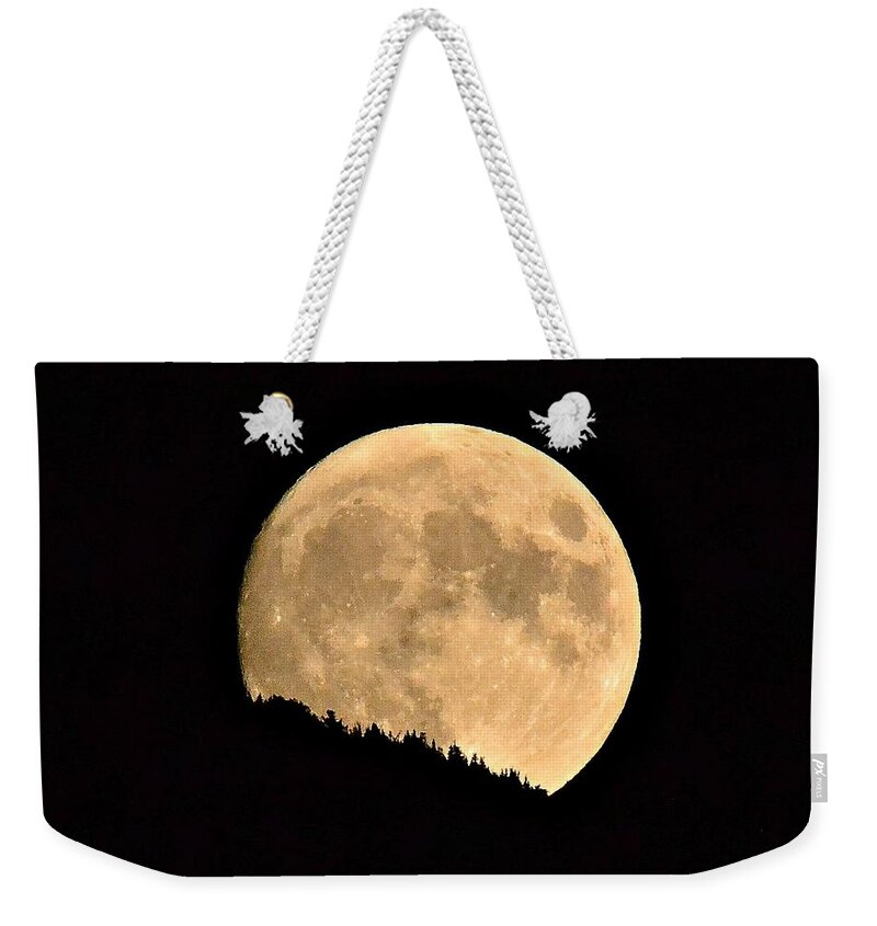 Moon Weekender Tote Bag featuring the photograph September Moonrise by Dorrene BrownButterfield