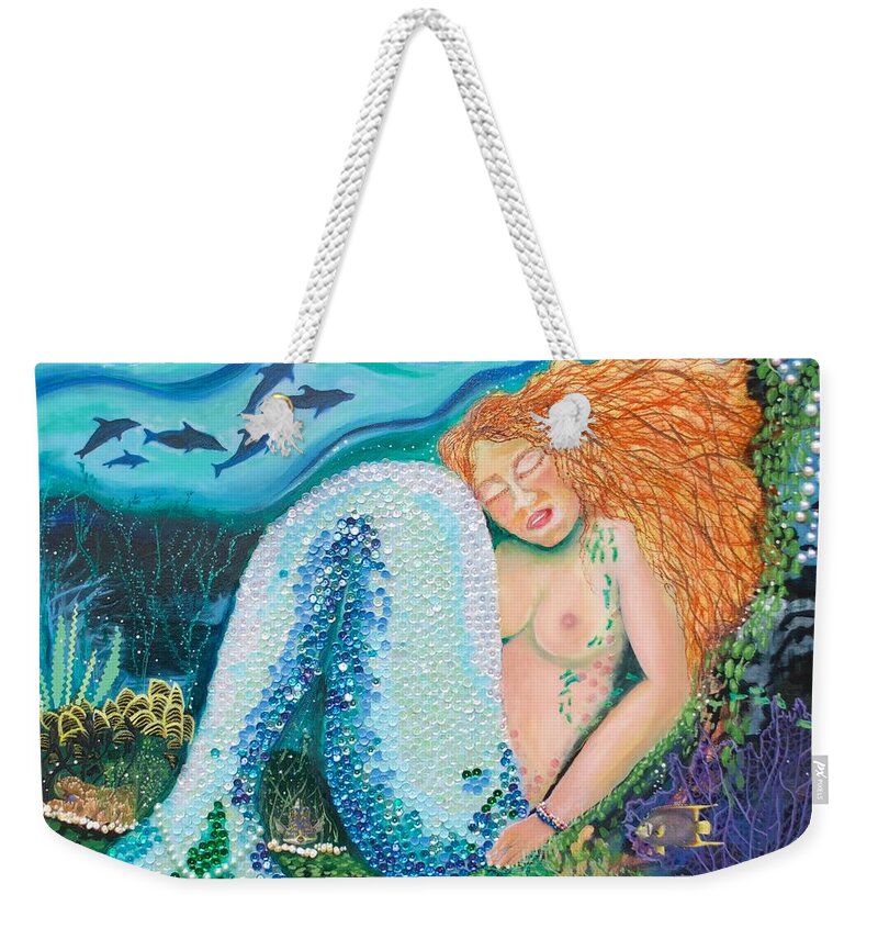 Mermaid Weekender Tote Bag featuring the painting Serena of the Sea by Patricia Arroyo
