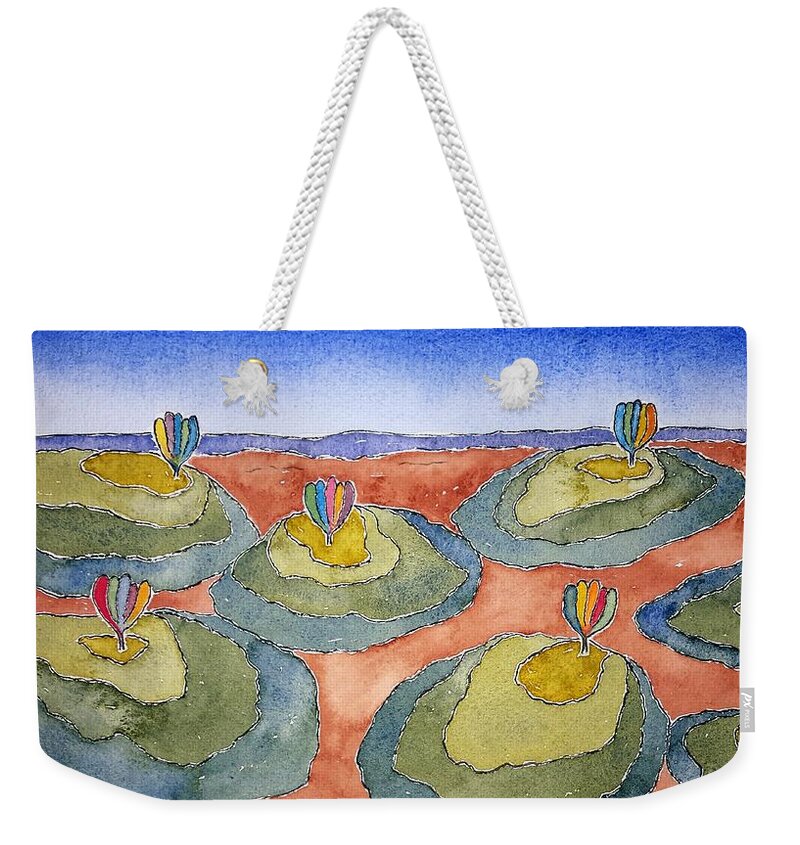Watercolor Weekender Tote Bag featuring the painting Seven Hill Lore by John Klobucher
