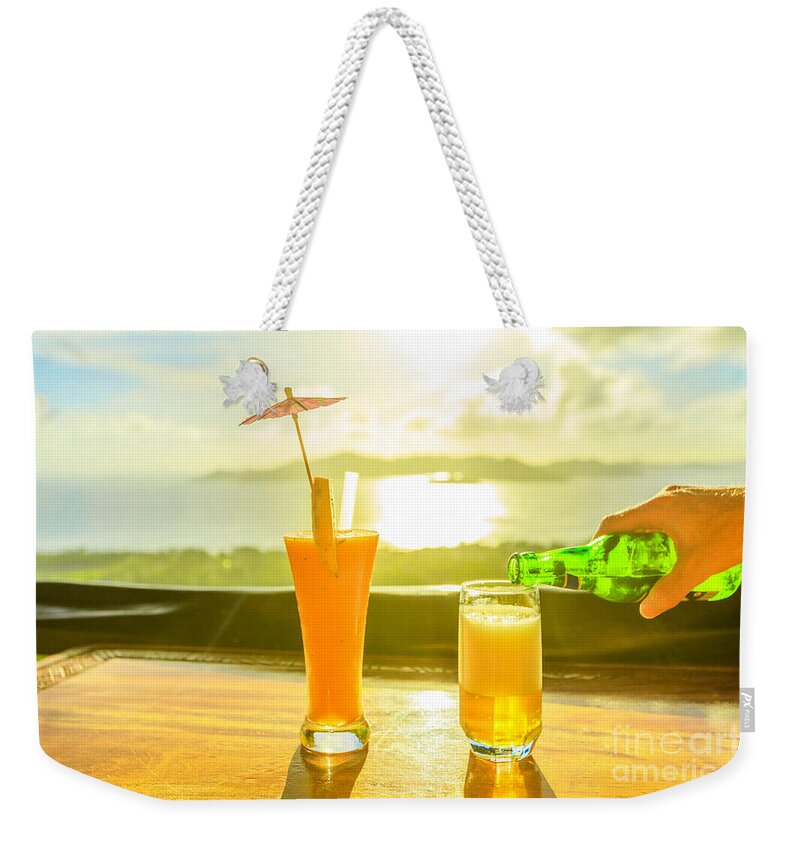 Cocktail Weekender Tote Bag featuring the photograph Seychelles tropical cocktail by Benny Marty
