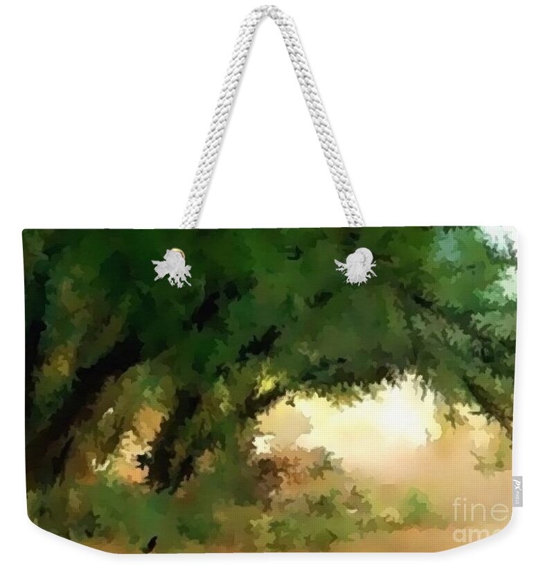 Digital Art Weekender Tote Bag featuring the digital art Shade Trees Abstract Digital Artwork by Delynn Addams for Home Decor wall art with matching colors. by Delynn Addams