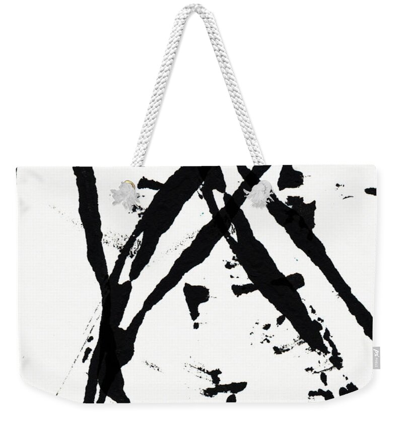 Abstract Weekender Tote Bag featuring the painting Shadow Abstract 1- Art by Linda Woods by Linda Woods