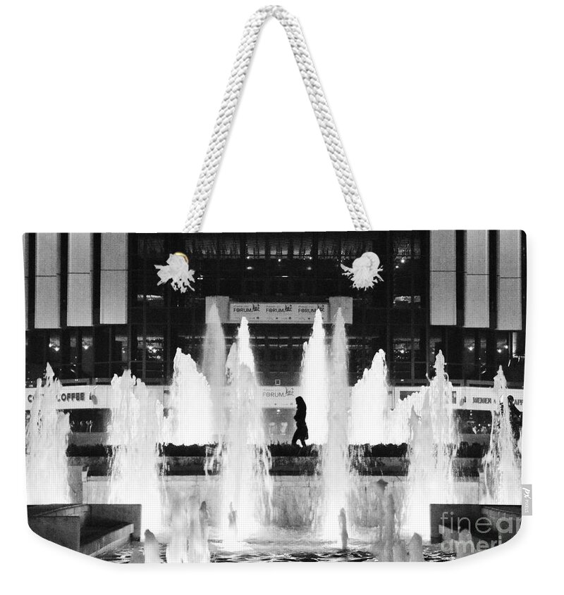 Shadow Lady Weekender Tote Bag featuring the photograph Shadow lady - black and white by Yavor Mihaylov