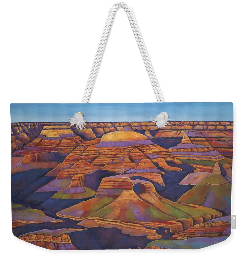 Grand Canyon Weekender Tote Bag featuring the painting Shadows and Breezes by Johnathan Harris