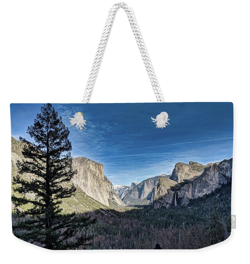 Mountain Weekender Tote Bag featuring the photograph Shadows in the Valley by Portia Olaughlin