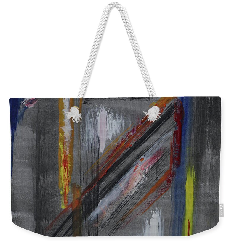 Abstract Weekender Tote Bag featuring the painting Shaft by Karen Fleschler