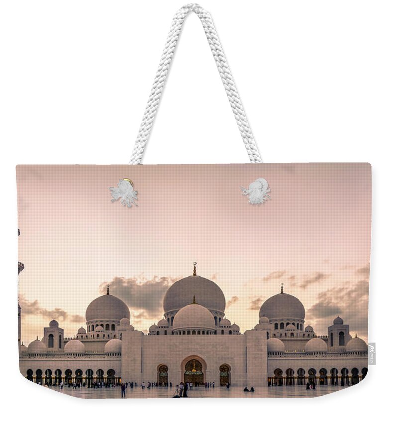 Tranquility Weekender Tote Bag featuring the photograph Sheik Zayed Grand Mosque Abu Dhabi Uae by C. Fredrickson Photography