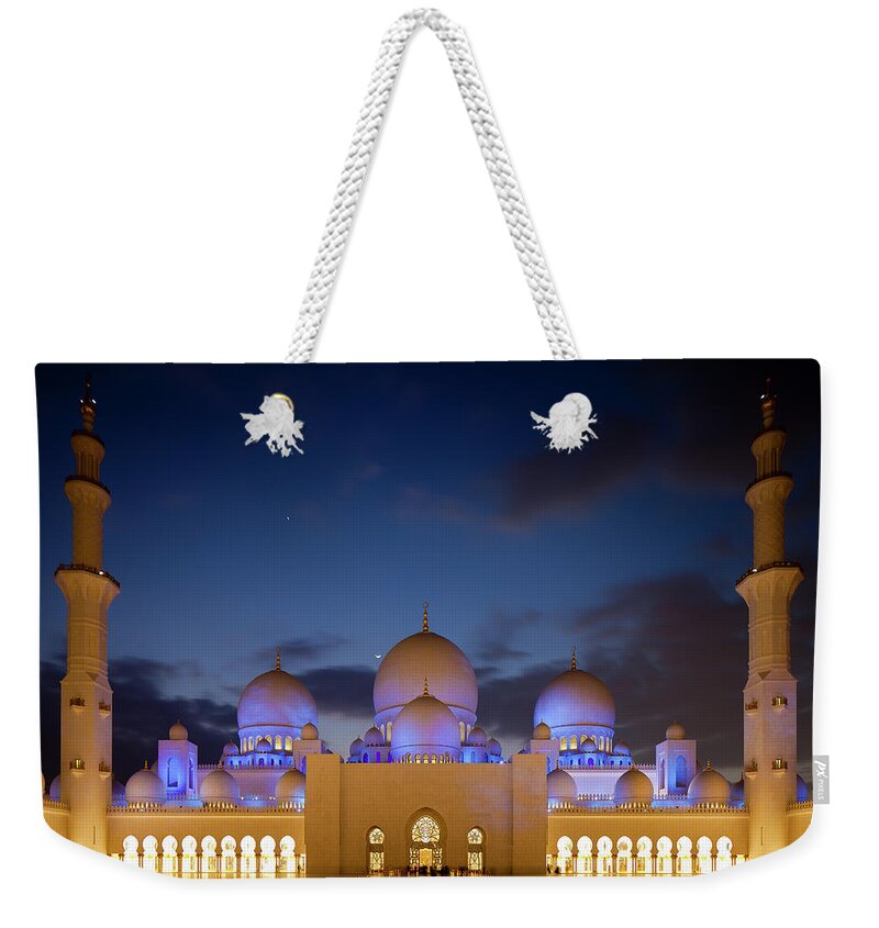 Tranquility Weekender Tote Bag featuring the photograph Sheikh Zayed Grand Mosque by Figurative Speech