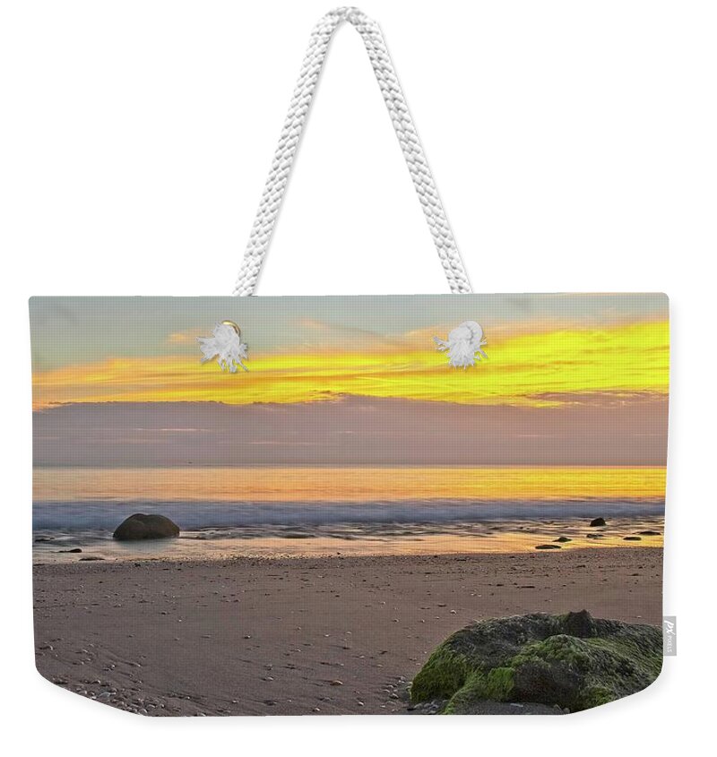 Sunrise Weekender Tote Bag featuring the photograph Shells On The Beach 2 by Steve DaPonte