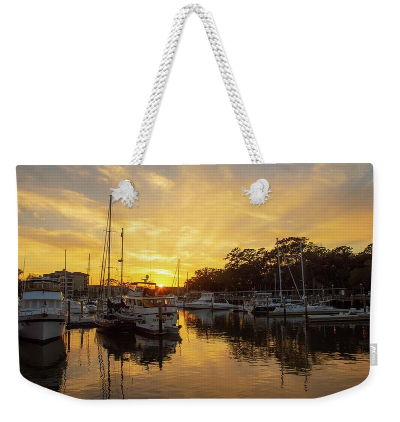 Sunset Weekender Tote Bag featuring the photograph Shelter Cove Reflections by Dennis Schmidt