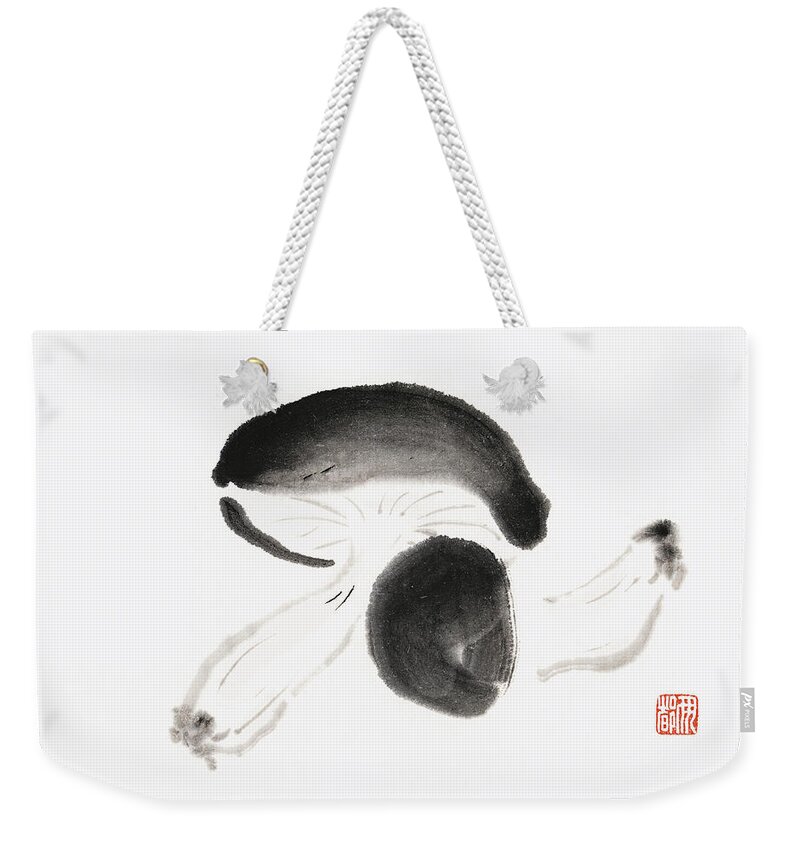 Ink And Brush Weekender Tote Bag featuring the digital art Shiitake Mushrooms by Daj