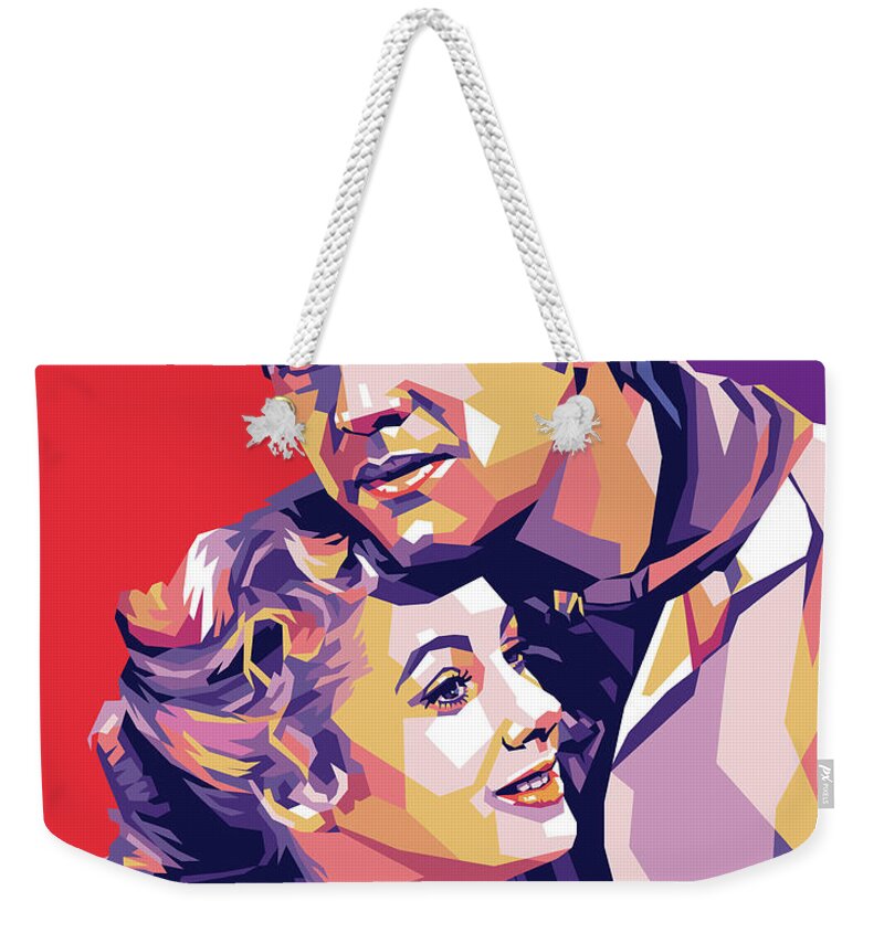 Shirley Weekender Tote Bag featuring the digital art Shirley Jones and Gordon MacRae by Stars on Art