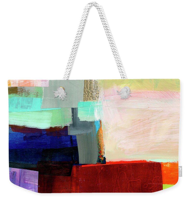 Abstract Art Weekender Tote Bag featuring the painting Shoreline #12 by Jane Davies