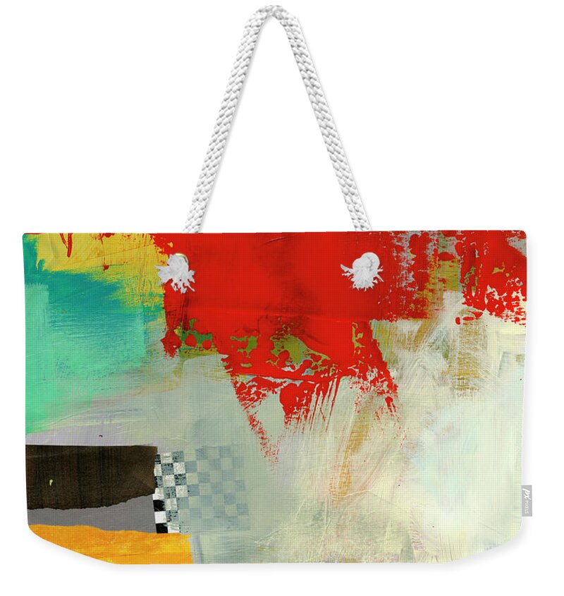 Abstract Art Weekender Tote Bag featuring the painting Shoreline #6 by Jane Davies