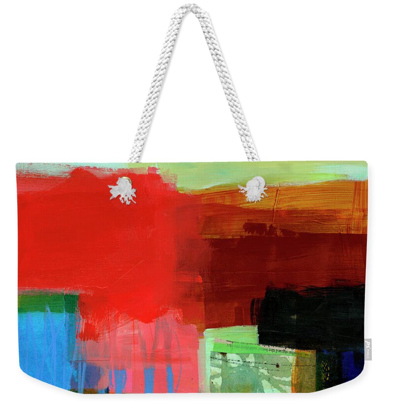 Abstract Art Weekender Tote Bag featuring the painting Shoreline #9 by Jane Davies