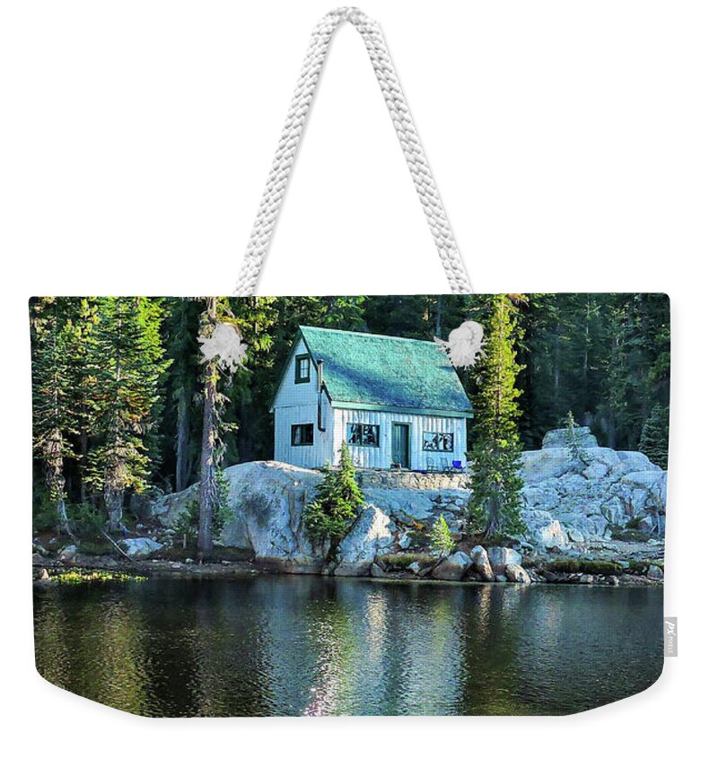 Lake Tahoe Weekender Tote Bag featuring the photograph Sierra Fairy Cabin Pond by Norma Brandsberg