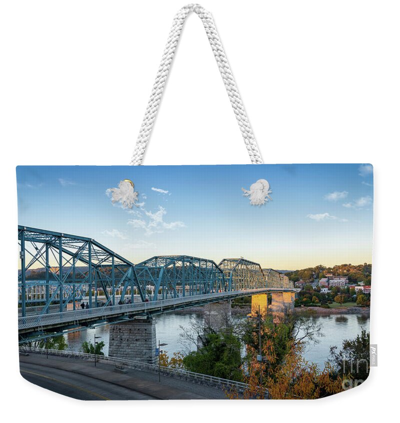 Blue Skies Weekender Tote Bag featuring the photograph Signs of Fall in Chattanooga Tennessee by David Levin