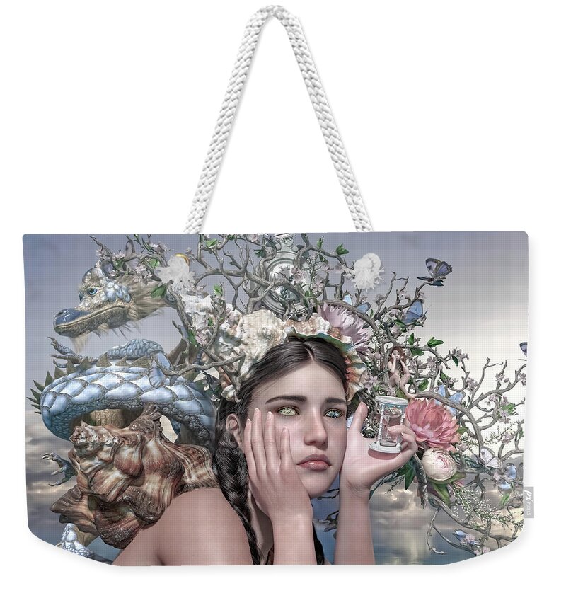 Surreal Weekender Tote Bag featuring the digital art Silent Messenger by Betsy Knapp
