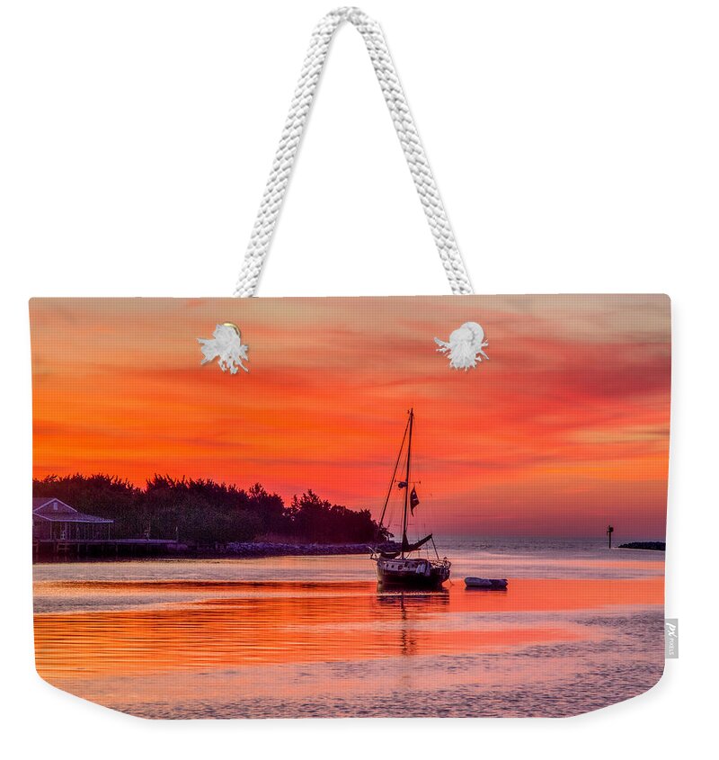 Sailboat Weekender Tote Bag featuring the photograph Silver Lake Sunset 2010-10 23 by Jim Dollar