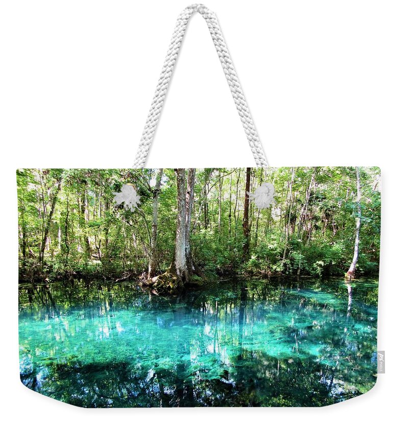 Forest Springs Weekender Tote Bag featuring the photograph Silver River Reflections by Joshua Bales