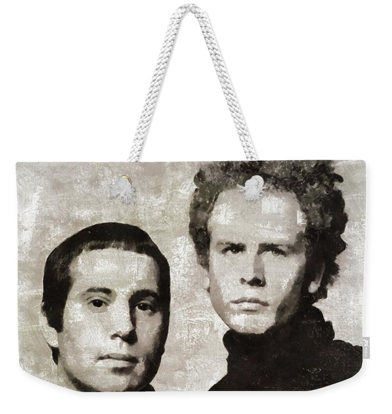 Paul Weekender Tote Bag featuring the painting Simon and Garfunkel, Music Legends by Esoterica Art Agency