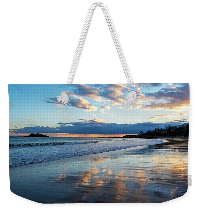 Singing Weekender Tote Bag featuring the photograph Singing Beach Sunset Manchester MA North Shore by Toby McGuire