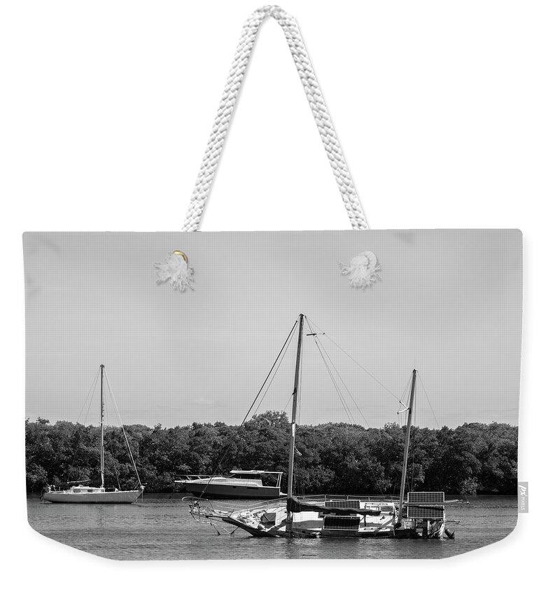 Boat Weekender Tote Bag featuring the photograph Sinking Sailboat by Robert Wilder Jr